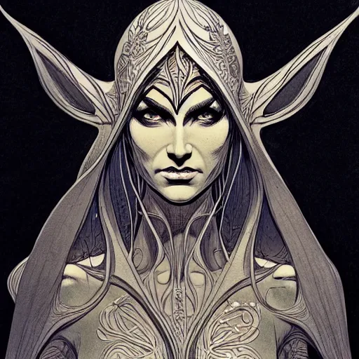 Image similar to centered elven ,intricate, veins, by Hugo pratt, ultradetailed, charachter design, concept art, trending on artstation,