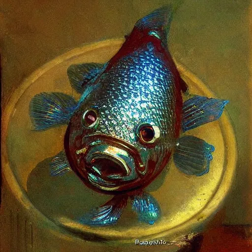 Image similar to fish with disco ball texture by ilya repin