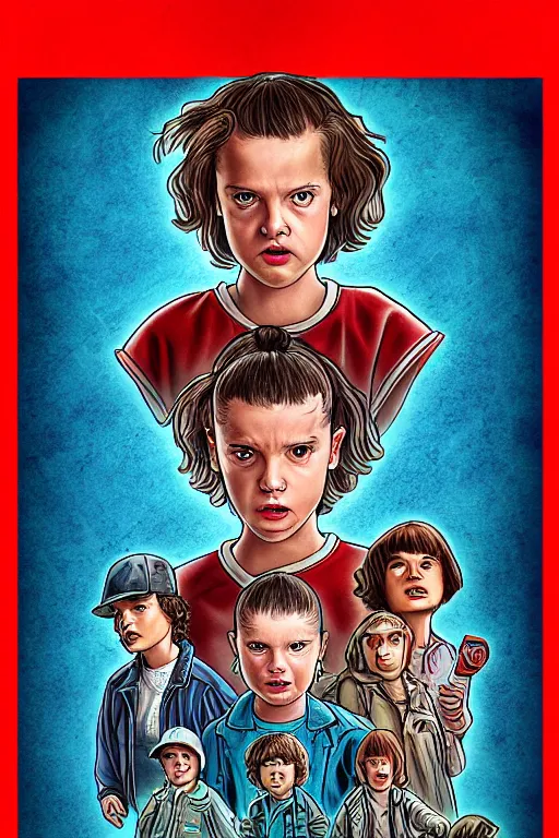 Prompt: character of Eleven from Stranger things by Dittmann Anna , digital, fantasy, detailed