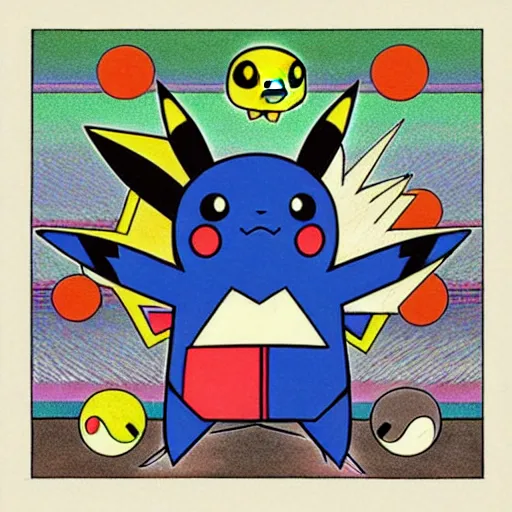 Image similar to pokemon portrait drawn by malevich, album cover art, conceptual mystery pokemon, intricate detailed painting, illustration sharp detail, manga 1 9 9 0