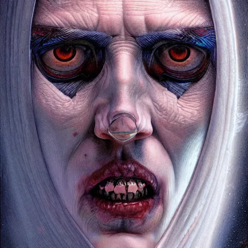 Prompt: hyper detailed masterpiece, beautiful androginous vampire portrait jean giraud, digital art painting, darkwave goth aesthetic, creepy, psychedelic, artgerm, donato giancola, tom bagshaw