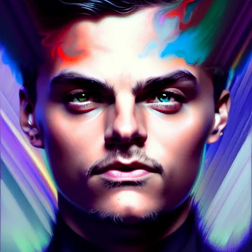 Prompt: Martin Garrix , colorful painting on grey scale face, powerful , magic, thunders, dramatic lighting, intricate, wild, highly detailed, digital painting, artstation, concept art, smooth, sharp focus, illustration, art by artgerm and greg rutkowski and alphonse mucha, footage