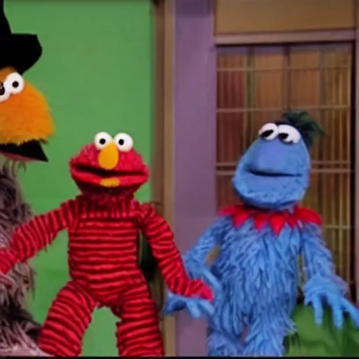 Image similar to Freddy Krueger as a Muppet on Sesame Street