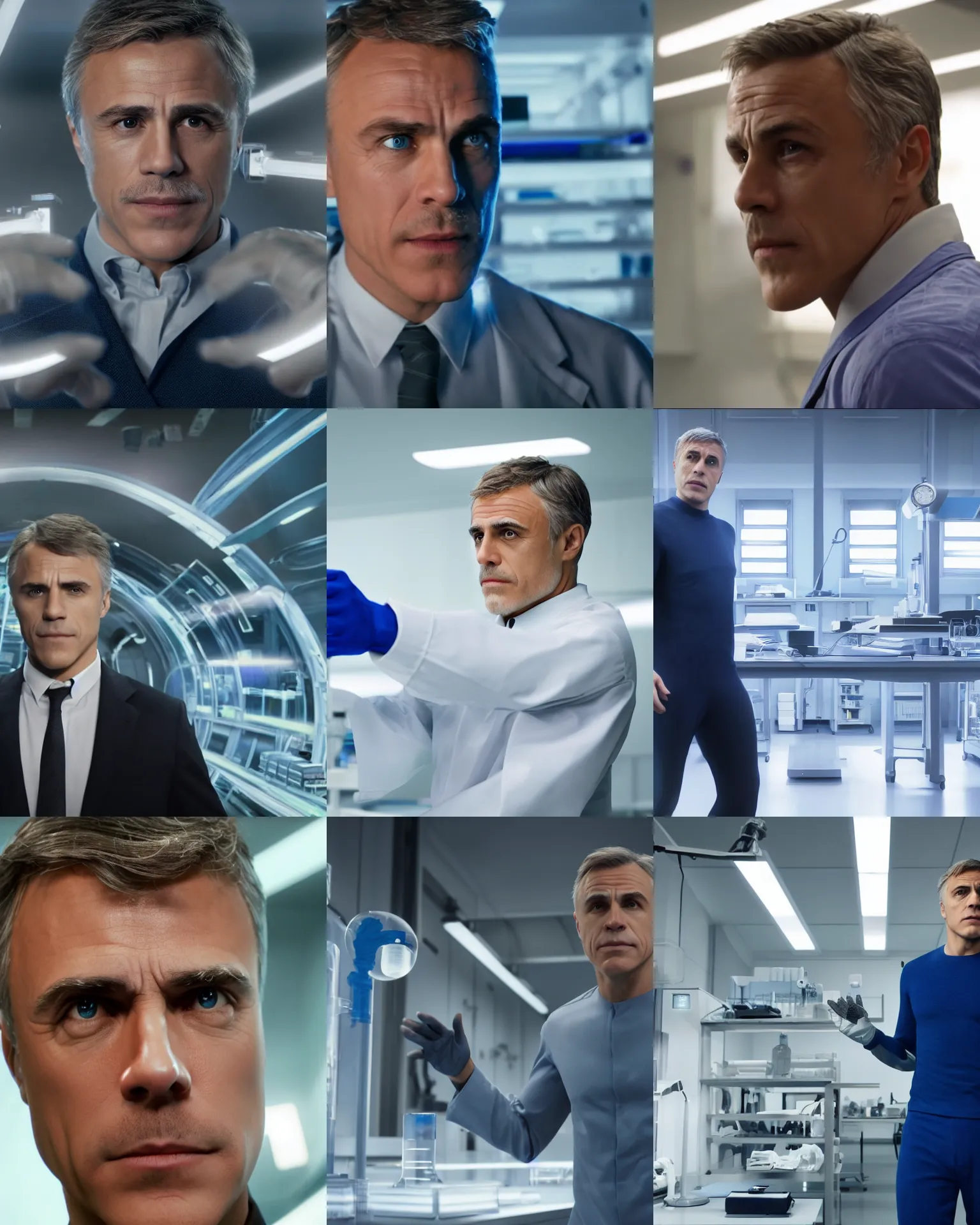 Prompt: Christoph Waltz as Mr Fantastic, Reed Richards, in a laboratory, dynamic lighting, realistic, 8k HDR