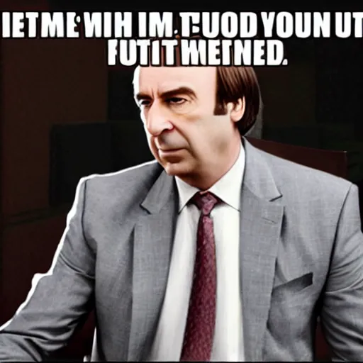 Image similar to “ a meme of saul goodman ”