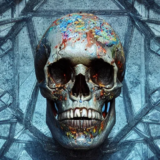 Image similar to portrait_of_a_melting_skull._intricate_abstract._intricate_artwork._by_Tooth_Wu_wlop_beeple_dan_mumford._octane_render_trending_on_artstat