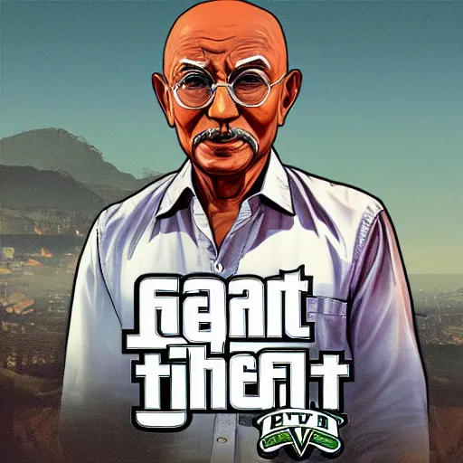 Prompt: ghandi in the style of gta v artwork, digital art