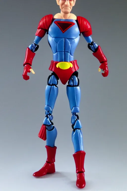 Image similar to product photo of kenner action figure, 5 points of articulation, sci fi, superhero, perfect human proportions, t - pose, studio lighting