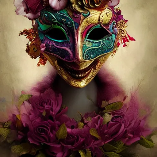 | | flowers in venetian Stable by rembrandt colorful vampire mask Diffusion OpenArt