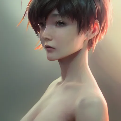 Prompt: realistic style at CGSociety by WLOP,ilya kuvshinov,krenz cushart,Greg Rutkowski,trending on artstation.Zbrush sculpt colored,Octane render in Maya,Houdini VFX.Realistic sci-fi dystopia heroine,fully clothed,expressing joy,silky hair, deep eyes.Oil painting.Cinematic dramatic atmosphere,sharp focus,soft volumetric studio lighting.