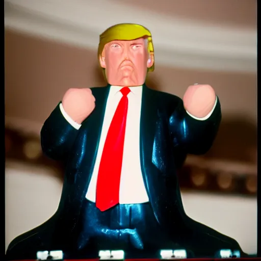 Image similar to donald trump on steroids, tiny hands, 35mm film photography