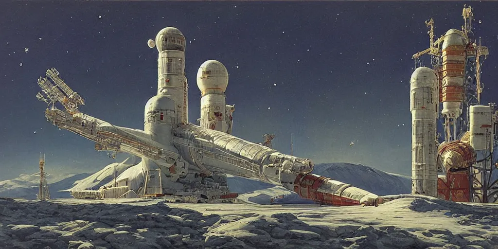 Image similar to soviet space station in the arctic by asher brown durand, tyler edlin, ivan shishkin,