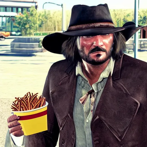 Image similar to John Marston at a McDonalds