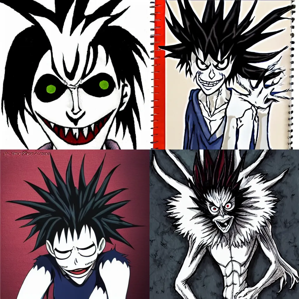 Prompt: Ryuk from Death Note in the style of Diary of a Wimpy Kid