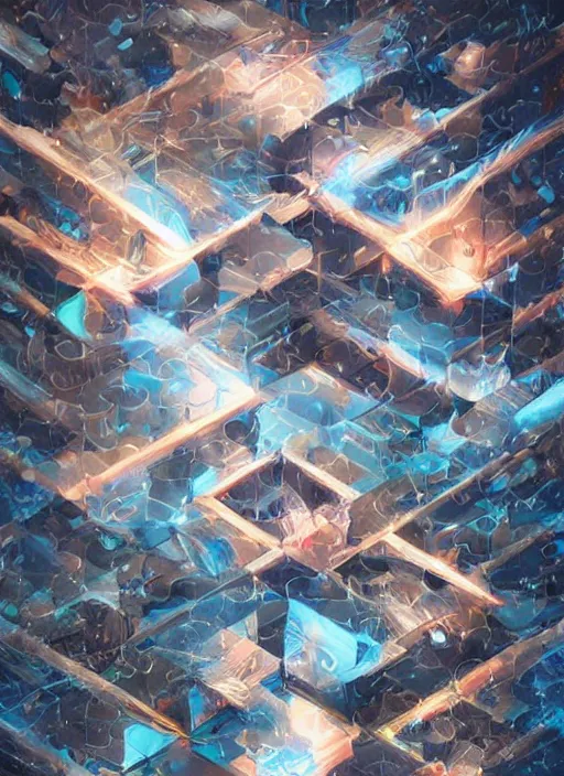 Image similar to symmetry!! product render poster puzzle cube scifi, glowing lights!! intricate, elegant, highly detailed, digital painting, artstation, concept art, smooth, sharp focus, illustration, art by artgerm