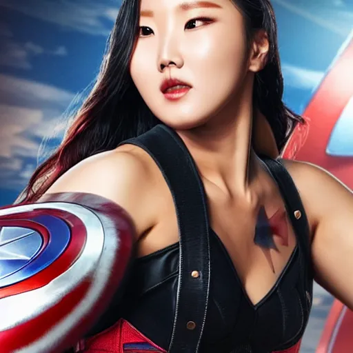 Image similar to hwasa as captain america