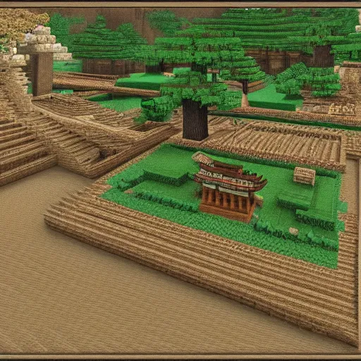 Prompt: Ancient Japan in Minecraft
