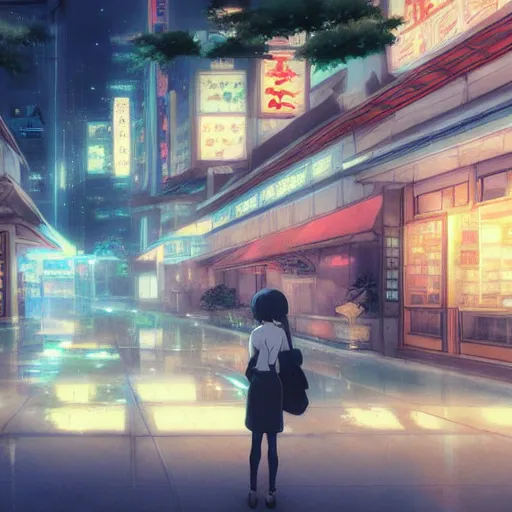 Image similar to Date in Tokyo, Anime concept art Makoto Shinkai