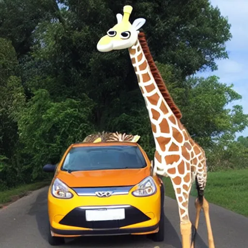 Image similar to giraffe car, vroom vroom