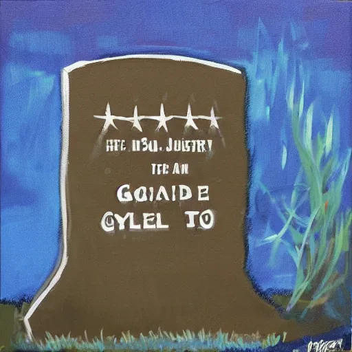 Image similar to a painting of a gravestone in the style of hip hop.