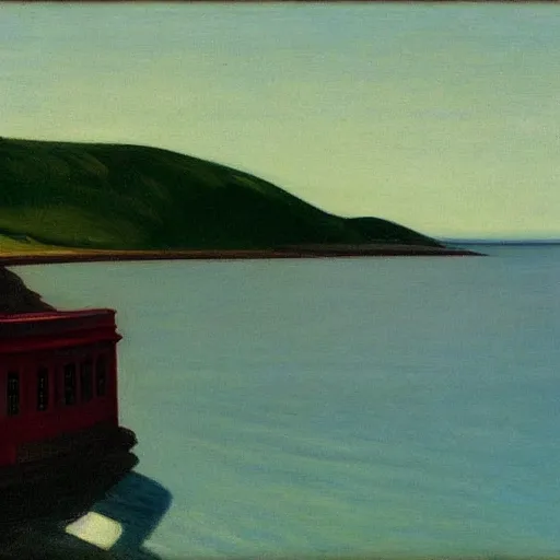 Prompt: the bay by Edward hopper