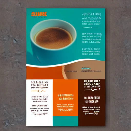 Image similar to square shaped flyer design for a coffee bean roasting company, layout design, teal and orange colour palette, template layout