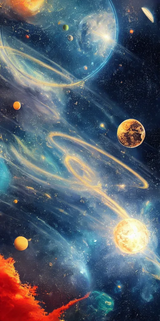 Prompt: oriental painting of space, 8 k resolution, highly detailed