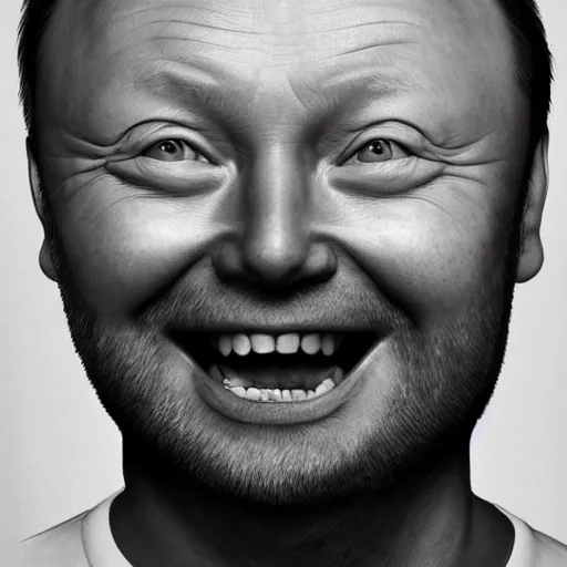 Prompt: Limmy wearing an England T-shirt, trending on artstation, hyperrealism, photorealistic, detailed, 8k