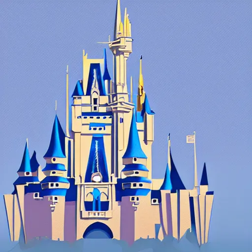 Prompt: minimalist art of disney world castle, trending on artstation