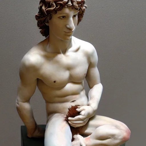 Image similar to plush toy sculpture of david by michelangelo