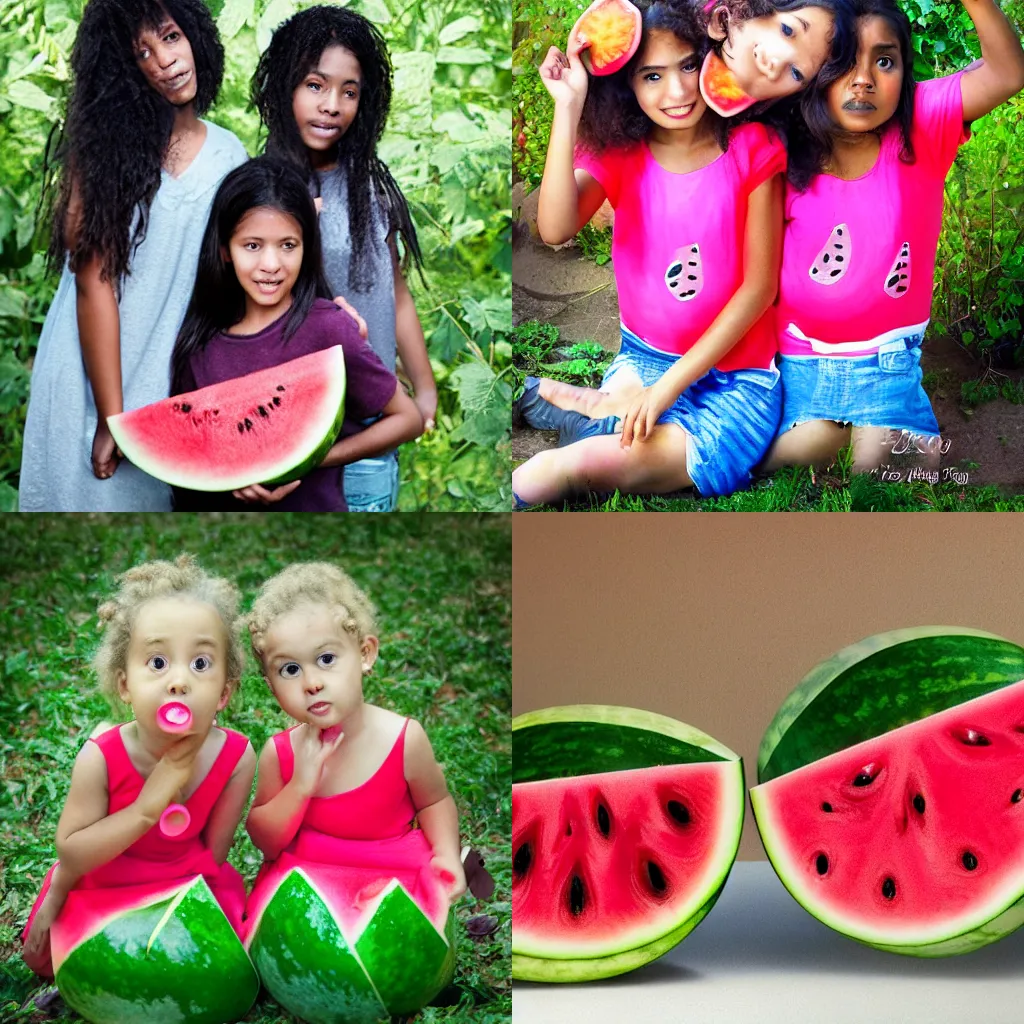 Prompt: watermelon sisters conceptual art project photo