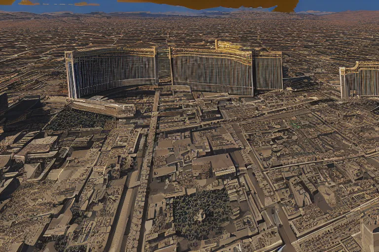 Prompt: Las Vegas discovered ad an ancient city, 4k, highly detailed, trending on ArtStation