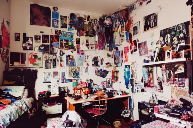 Image similar to photograph of messy 9 0 s bedroom