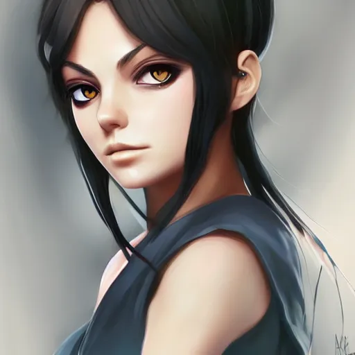 Image similar to mila kunis as an anime character, by charlie bowater, loish, artgerm, krenz cushart, wlop, trending on artstation