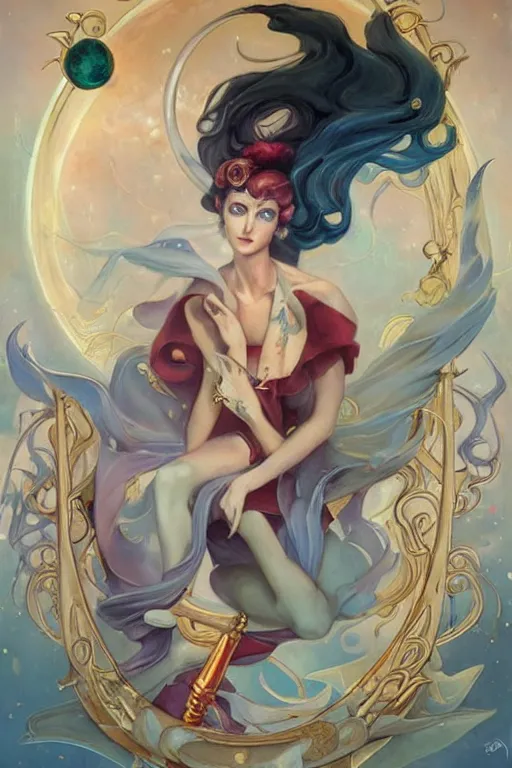 Image similar to Sailor Moon by Peter Mohrbacher in the style of Gaston Bussière, Art Nouveau, covered of blood