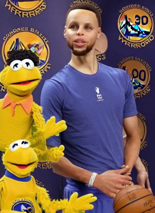 Image similar to steph curry hosting the muppet show