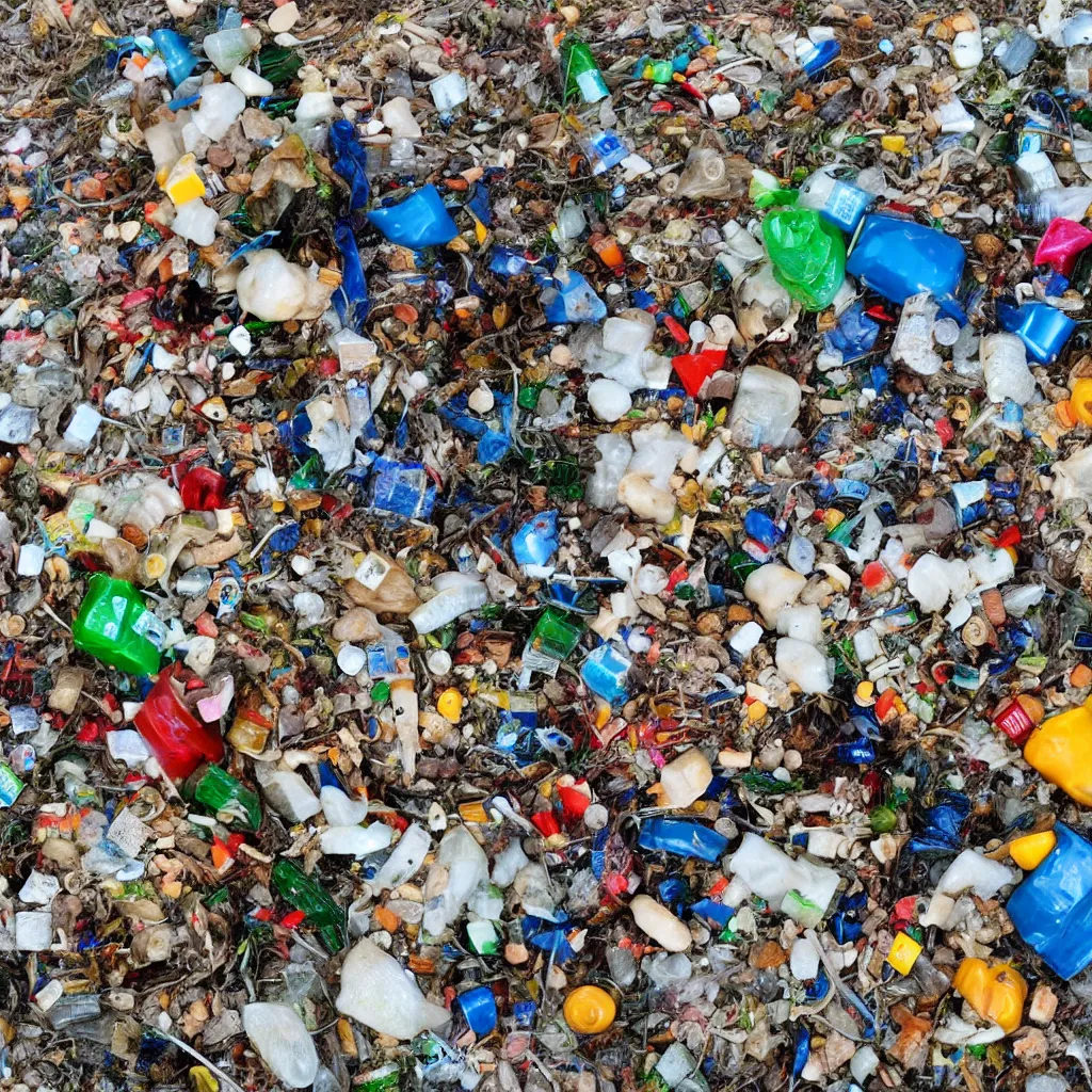 Image similar to planet Earth completely covered with rubbish, junk and plastic garbage, photorealistic image, very detailed