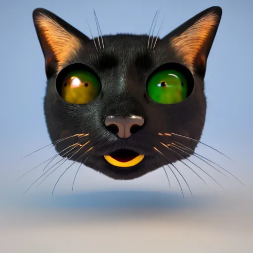 Image similar to 3d render of a cat with goofy plastic googly eyes