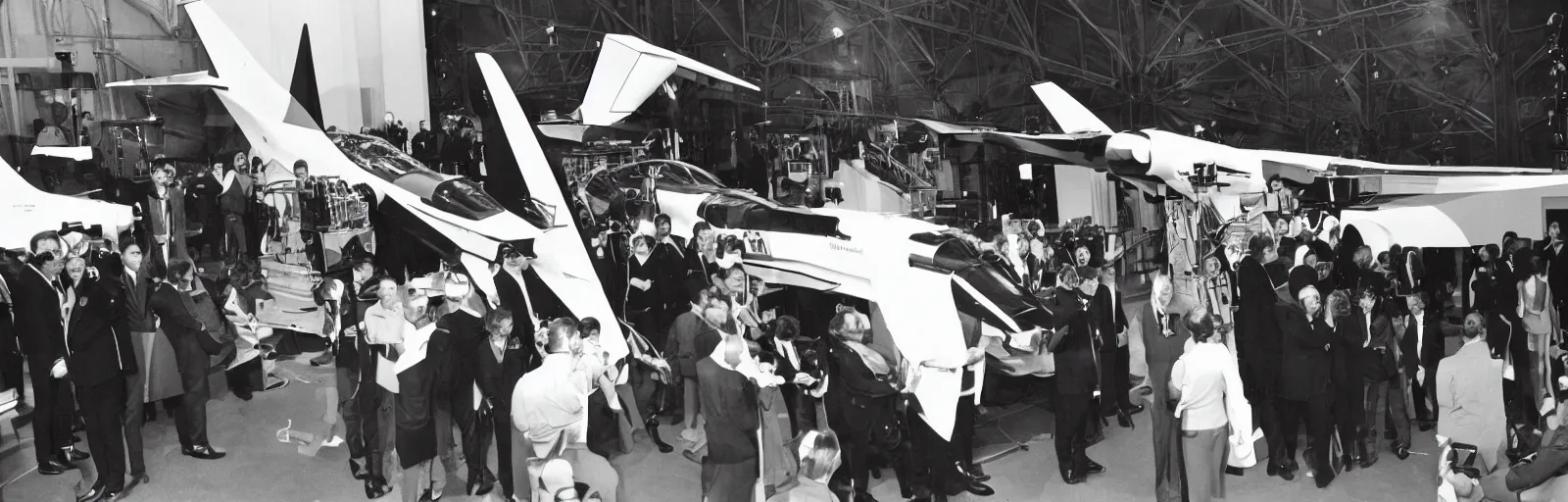 Image similar to a transforming mecha-concorde is presented with the medal d'honneur, Paris 1982