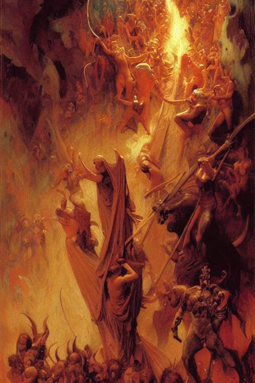 Image similar to the seventh circle of hell from dante's divine comedy. highly detailed painting by gaston bussiere, craig mullins, j. c. leyendecker 8 k