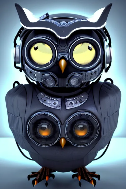 Image similar to high quality 3 d render very cute cyborg owl! with boombox, cyberpunk highly detailed, unreal engine cinematic smooth, in the style of blade runner & detective pikachu, hannah yata charlie immer, moody light, low angle, uhd 8 k, sharp focus