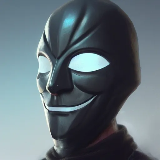 Prompt: anonymous mask by greg rutkowski and thomas kinkade, trending on artstation, 3 d render octane