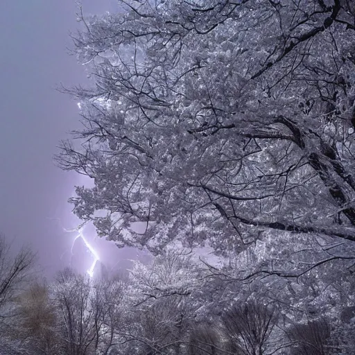 Image similar to snow in spring time when lightning was the characteristic art style