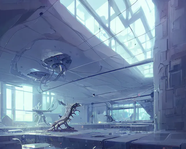 Image similar to melting cybernetic hall in a futuristic organic lab, ross tran, ismail inceoglu, sylvain sarrailh