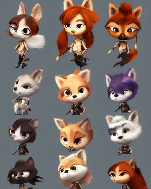 Image similar to female furry mini cute style, highly detailed, rendered, ray - tracing, cgi animated, 3 d demo reel avatar, style of maple story and zootopia, maple story gun girl, fox from league of legends chibi, soft shade, soft lighting