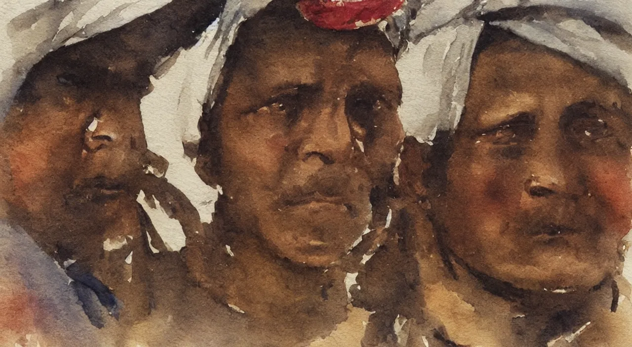 Image similar to close up portrait an indian, watercolor, Winslow Homer