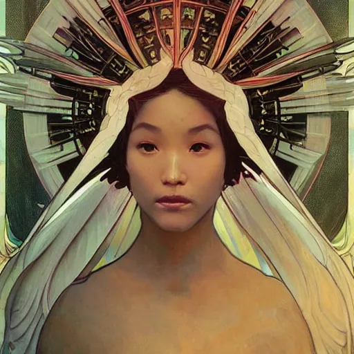 Image similar to A portrait of A beautiful!!!! angel in black flames by Ross Tran!! and alphonse mucha and greg rutkowski and Zdzisław Beksiński!!,In style of digital art illustration.Symmetry.Highly detailed face.Fantasy,smooth,hyper detailed,sharp focus,Soft light.trending on artstation.4k