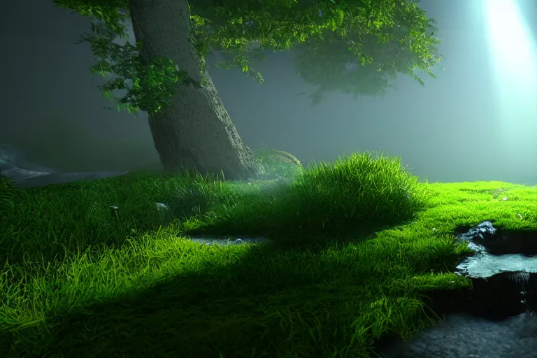 Image similar to photo of eden, HD, volumetric lighting, highly detailed