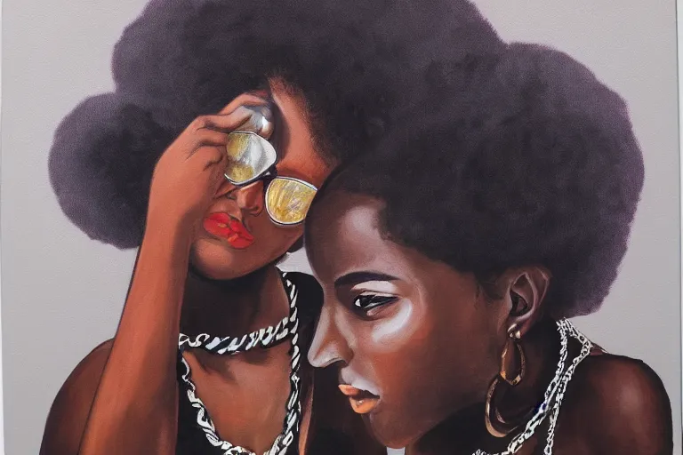 Prompt: portrait of afro gangster girl