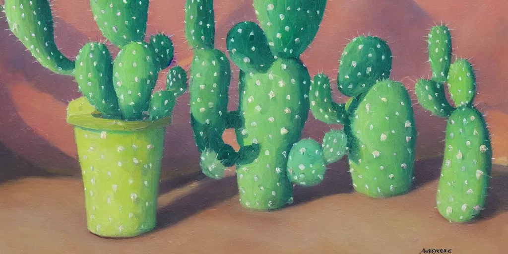 Image similar to soap bubble with a cactus inside it, oil painting